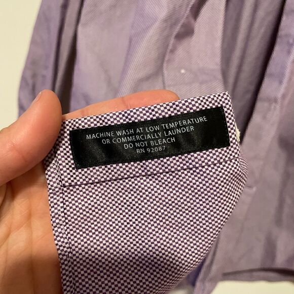 Saks Fifth Avenue Button Up Shirt Mens Purple Striped - Picture 5 of 9
